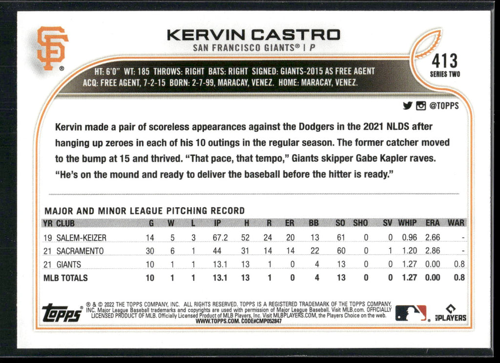 2022 Topps #413 Kervin Castro