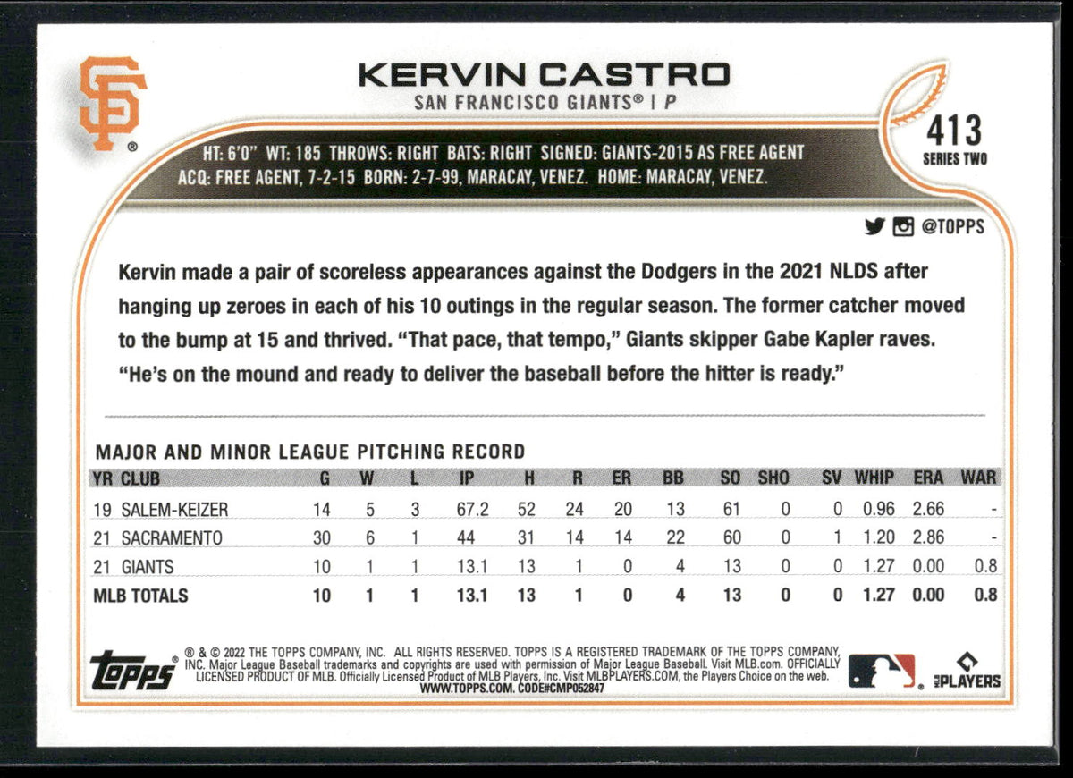 2022 Topps #413 Kervin Castro