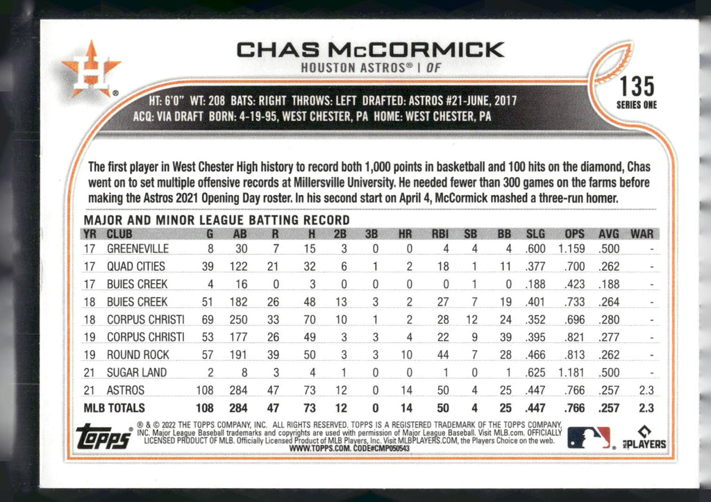 2022 Topps #135 Chas McCormick