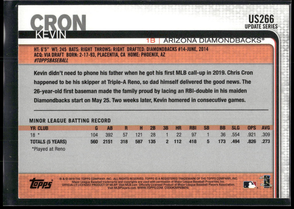 2019 Topps Update #US266 Kevin Cron