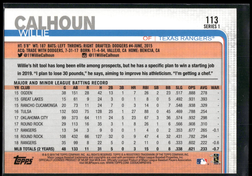 2019 Topps #113 Willie Calhoun