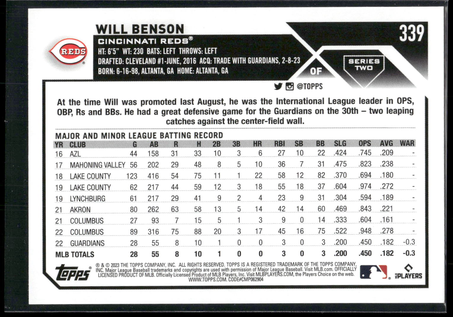 2023 Topps #339 Will Benson