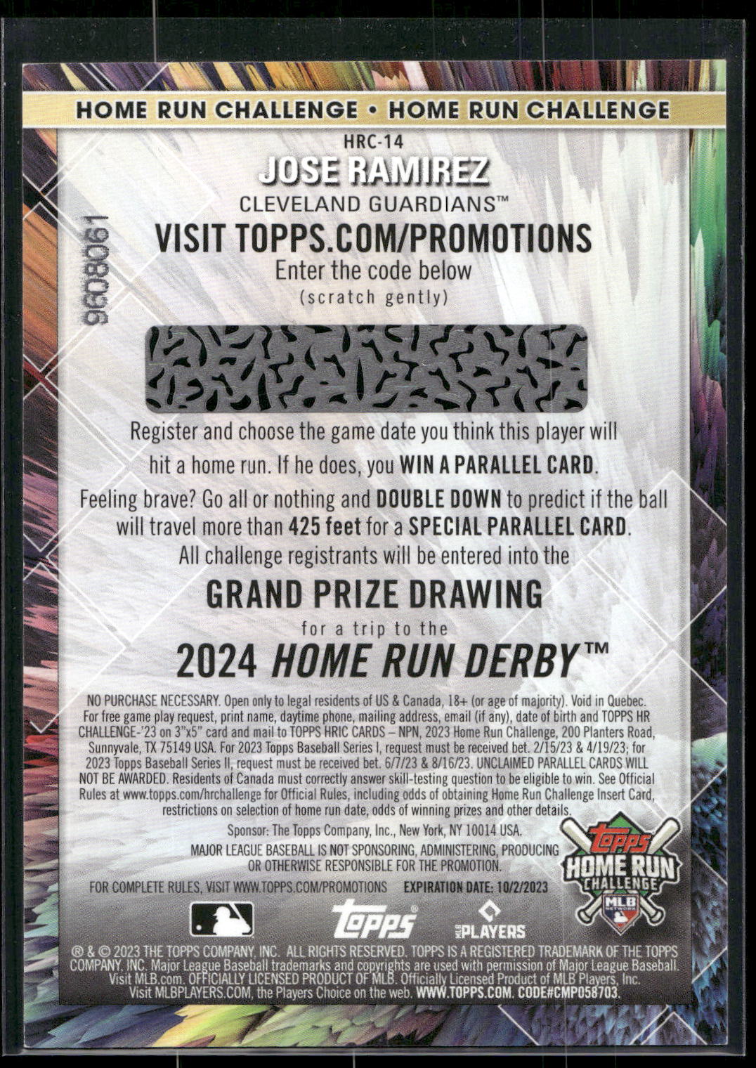 2023 Topps #HRC-14 José Ramírez Home Run Challenge (Series One)