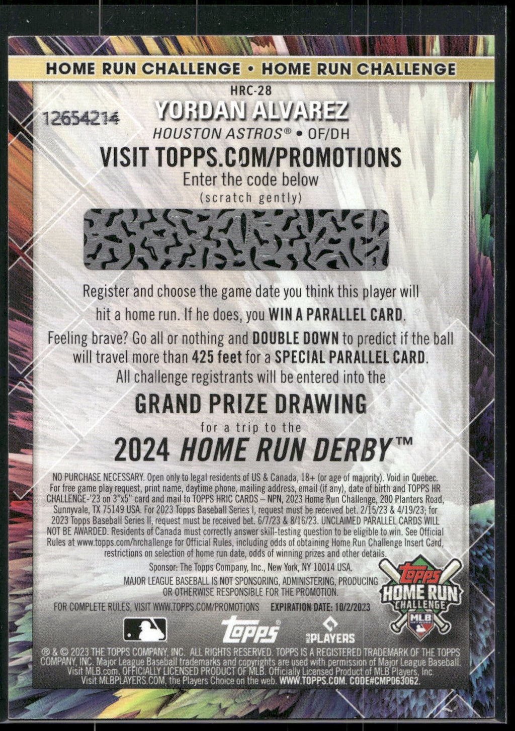 2023 Topps #HRC-28 Yordan Alvarez Home Run Challenge (Series One)