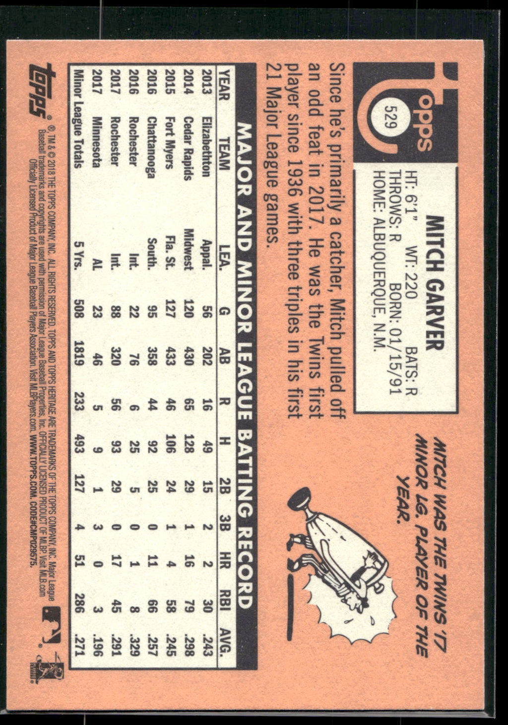 2018 Topps Heritage #529 Mitch Garver