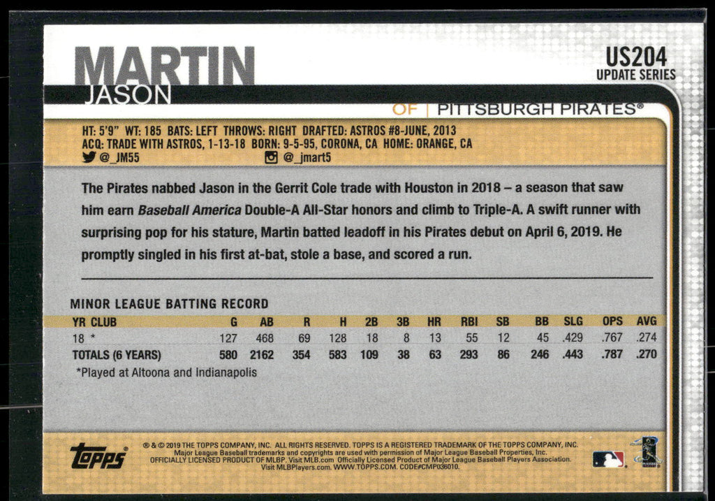2019 Topps Update #US204 Jason Martin