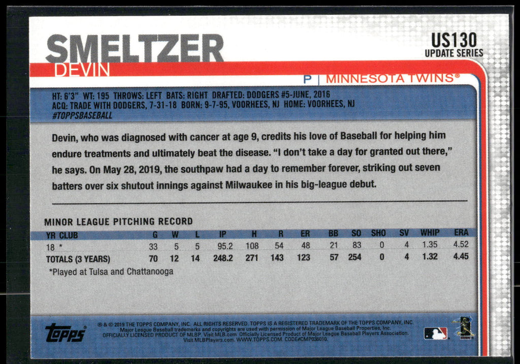 2019 Topps Update #US130 Devin Smeltzer