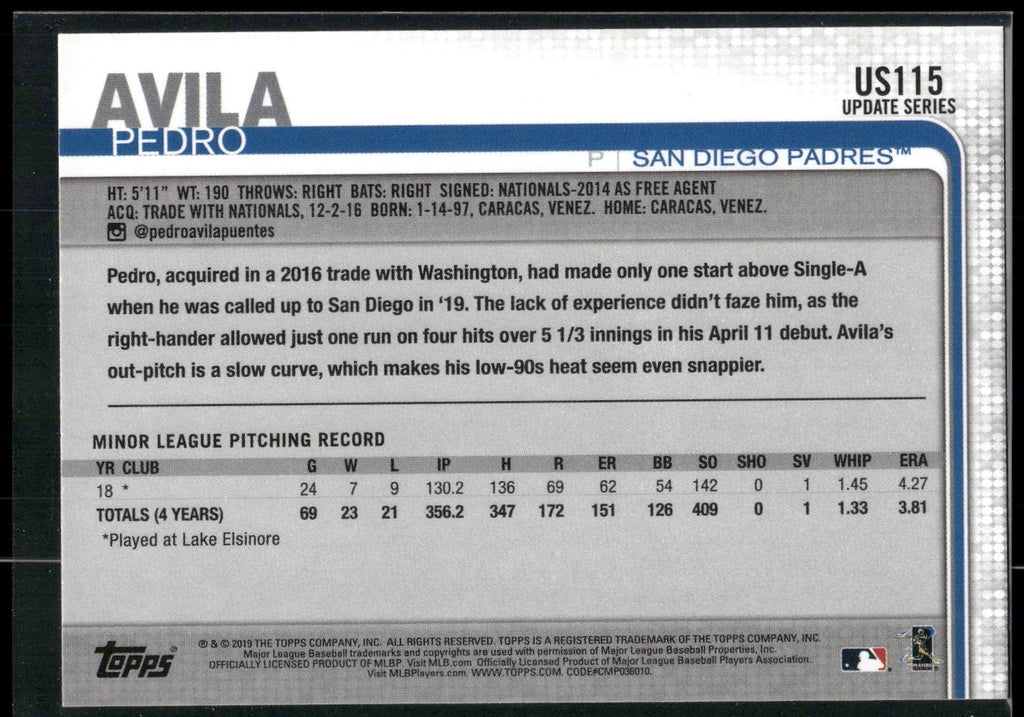 2019 Topps Update #US115 Pedro Avila