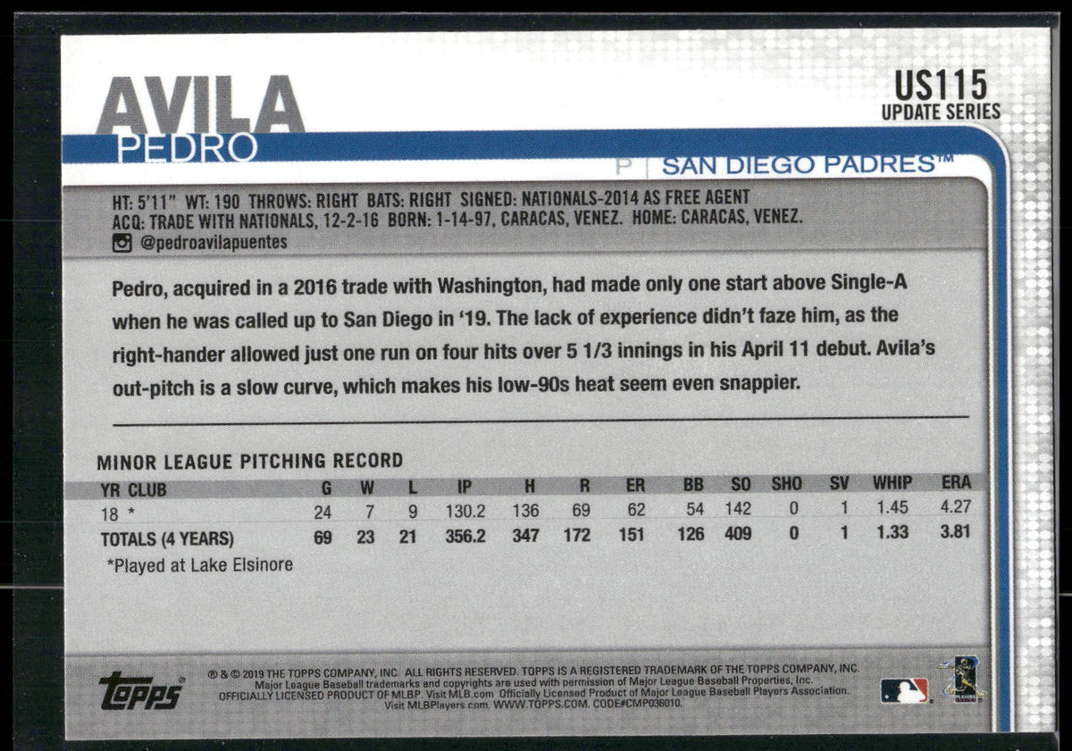 2019 Topps Update #US115 Pedro Avila