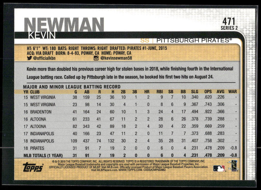 2019 Topps #471 Kevin Newman