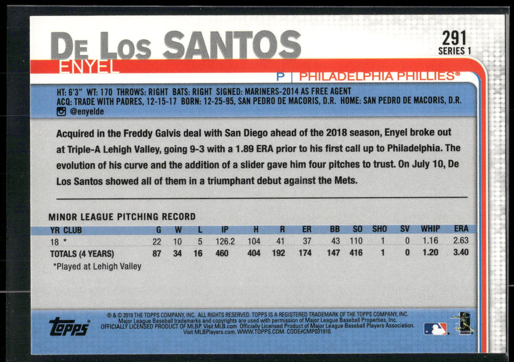 2019 Topps #291 Enyel De Los Santos