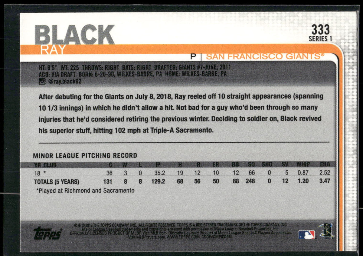 2019 Topps #333 Ray Black