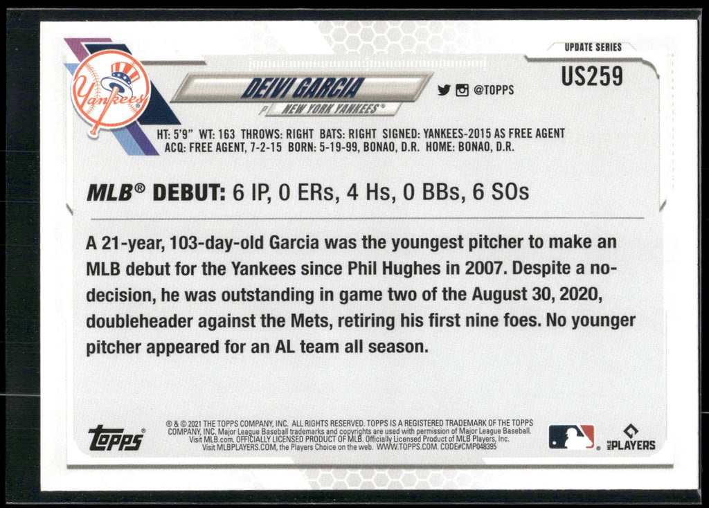 2021 Topps Update #US259 Deivi Garcia