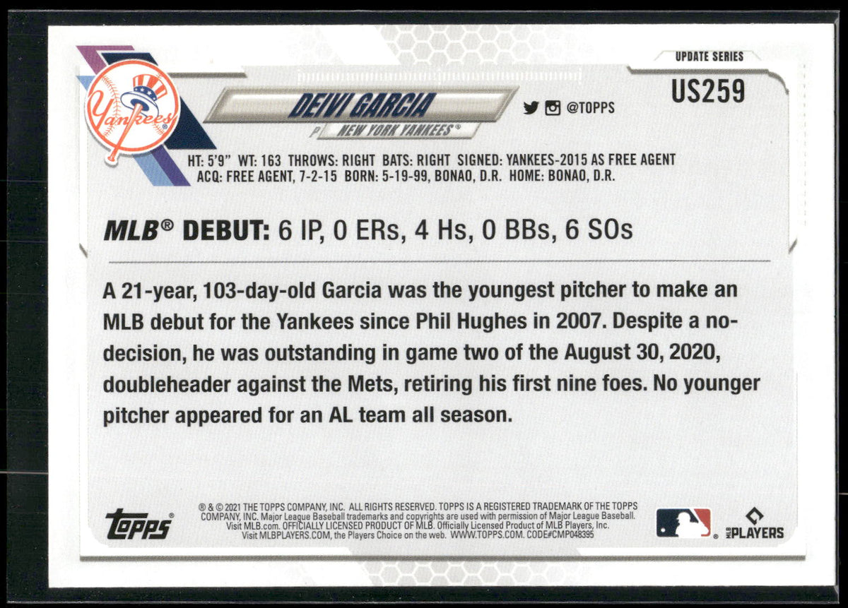 2021 Topps Update #US259 Deivi Garcia