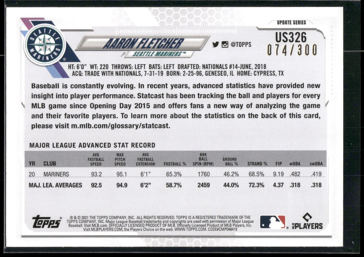 2021 Topps Update #US326 Aaron Fletcher