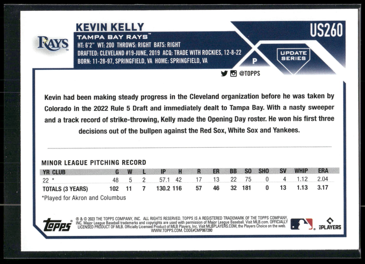 2023 Topps Update #US260 Kevin Kelly