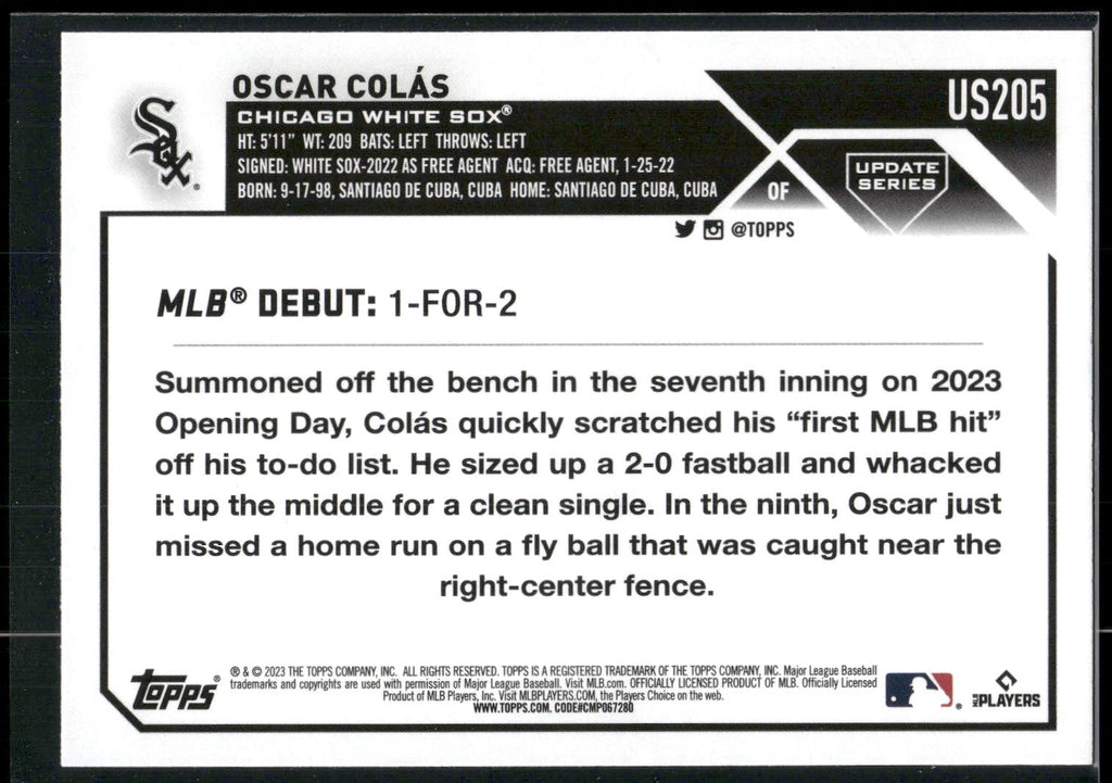 2023 Topps Update #US205 Oscar Colás