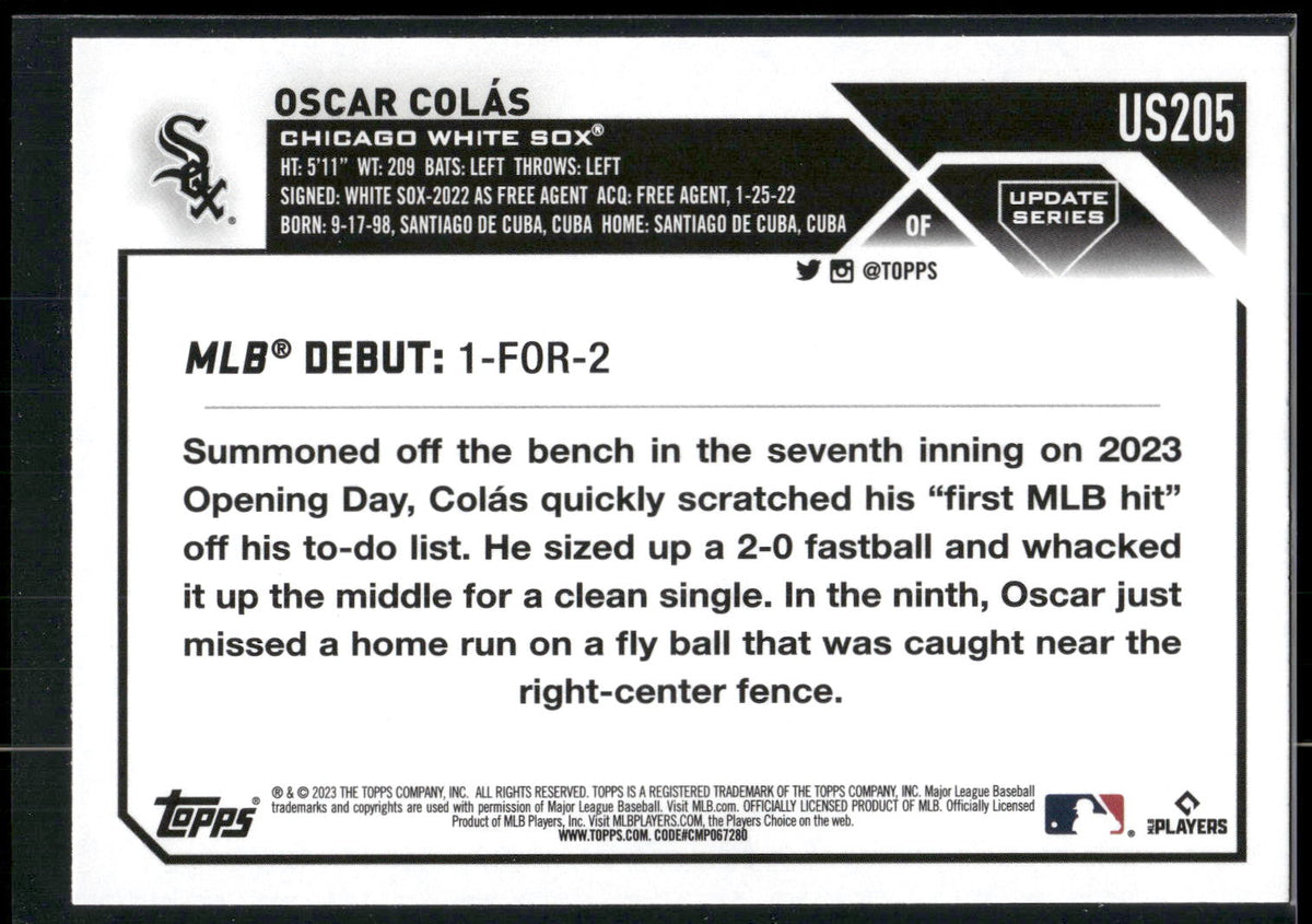 2023 Topps Update #US205 Oscar Colás