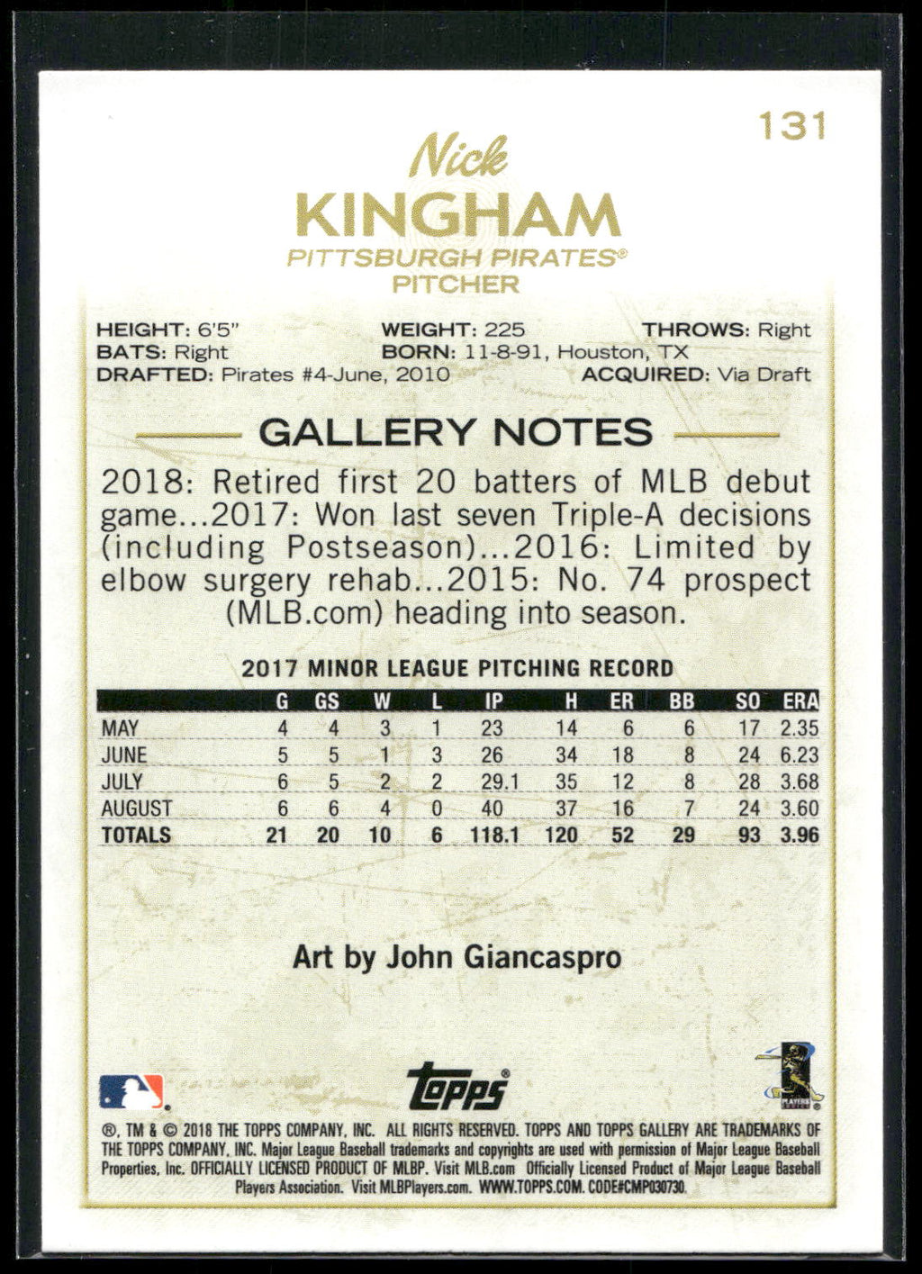 2018 Topps Gallery #131 Nick Kingham