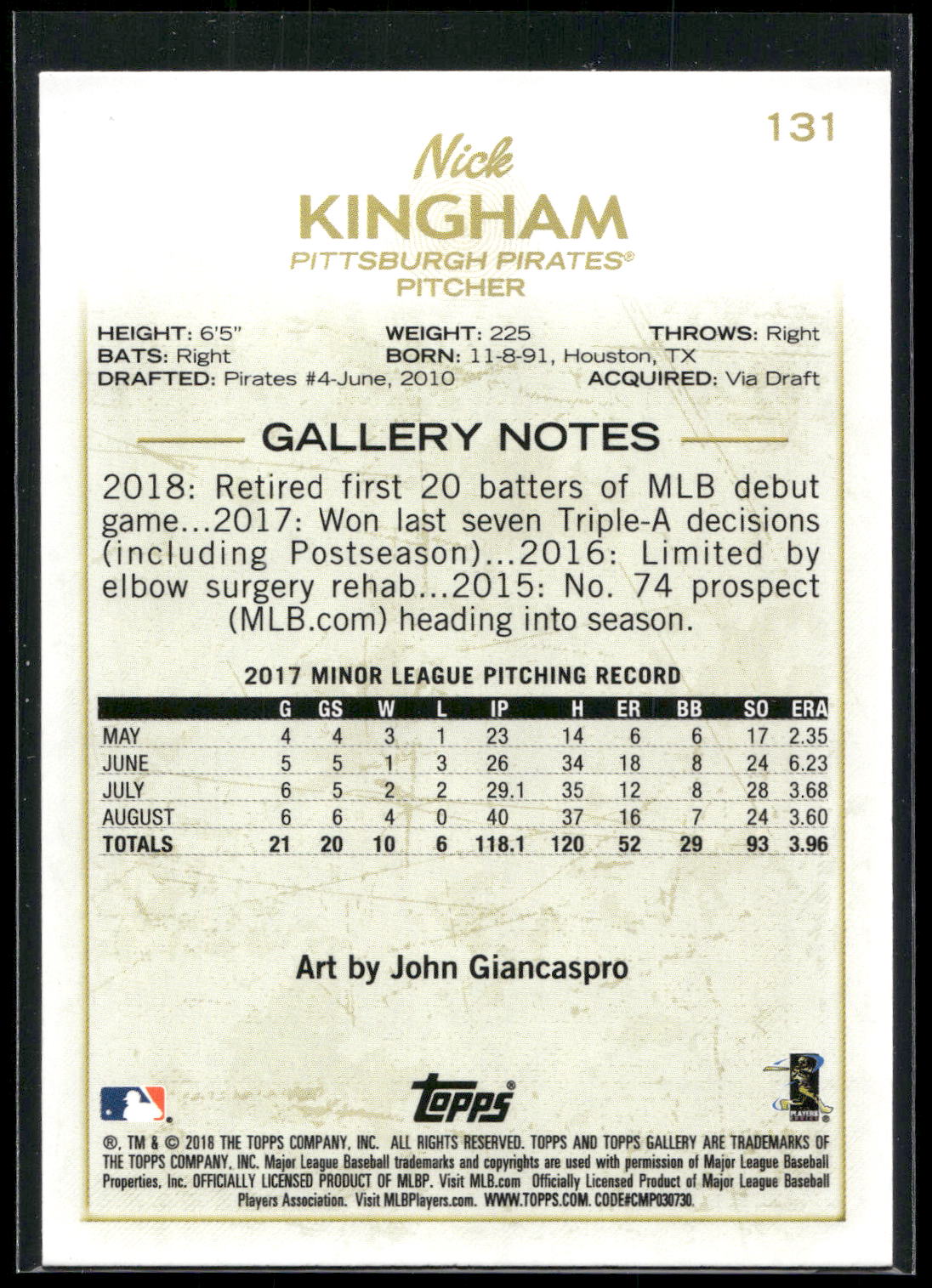 2018 Topps Gallery #131 Nick Kingham