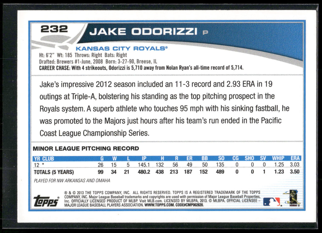 2013 Topps #232 Jake Odorizzi