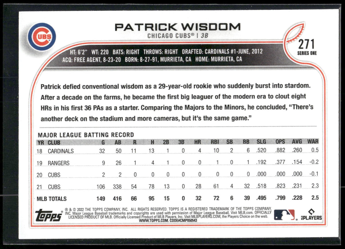 2022 Topps #271 Patrick Wisdom
