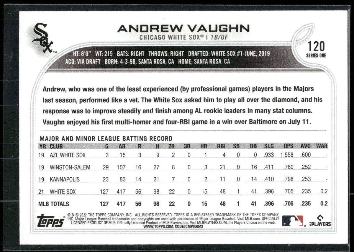2022 Topps #120 Andrew Vaughn