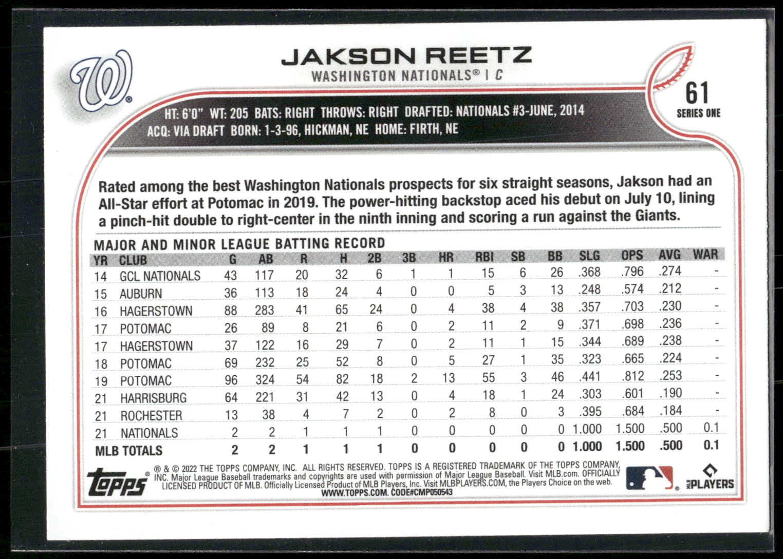 2022 Topps #61 Jakson Reetz