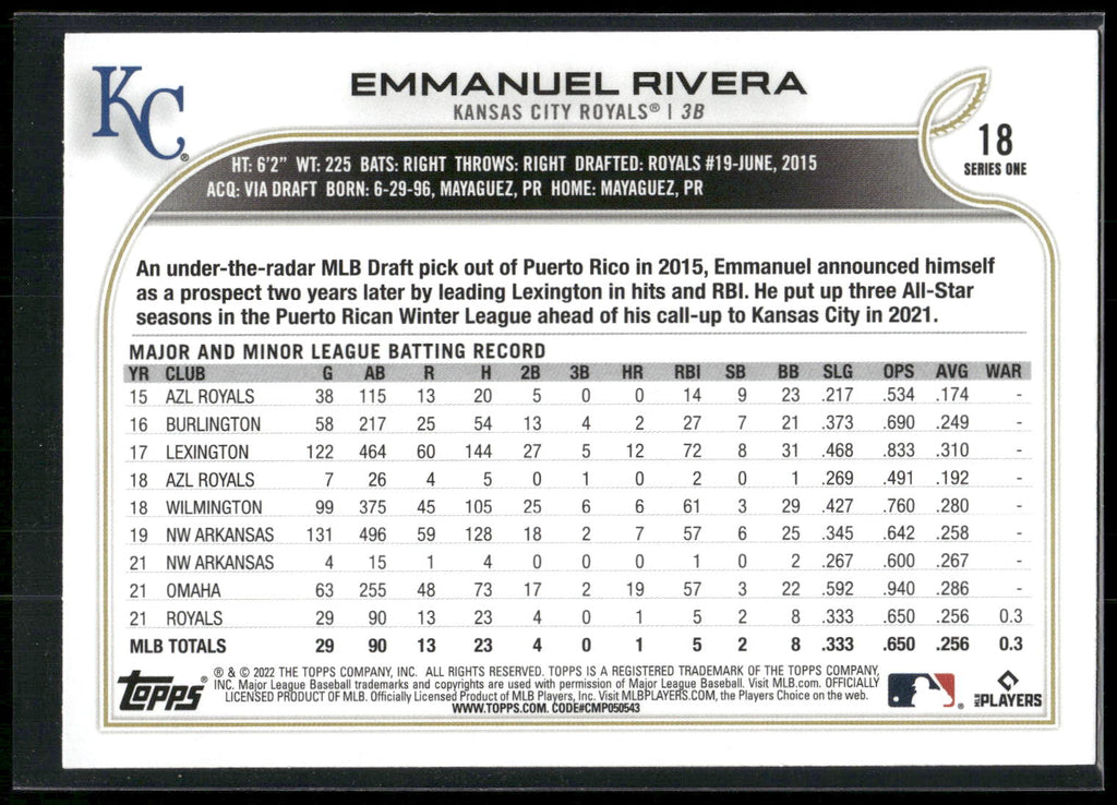2022 Topps #18 Emmanuel Rivera