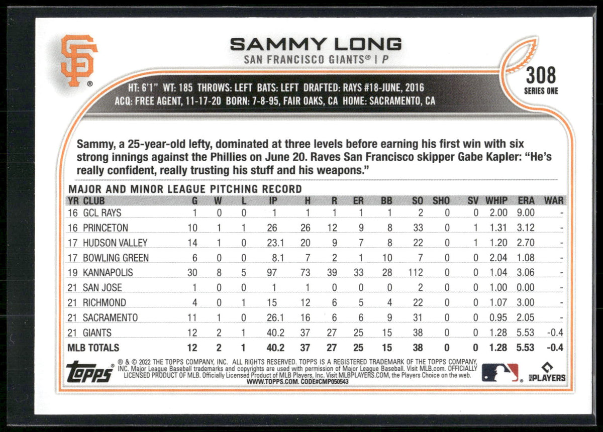 2022 Topps #308 Sammy Long