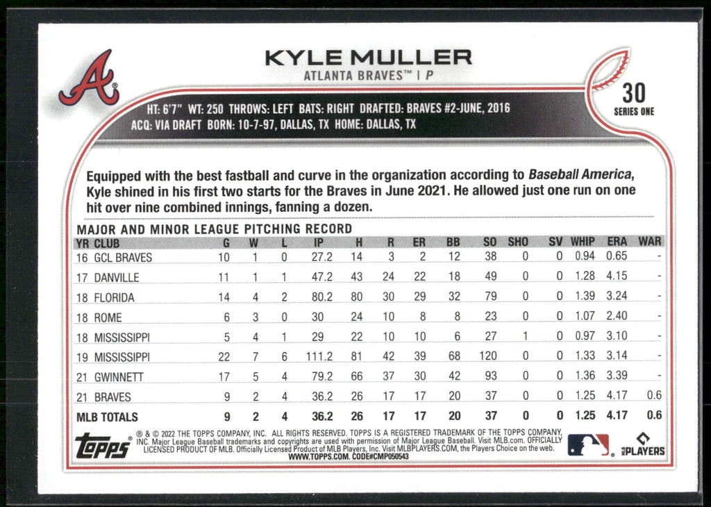2022 Topps #30 Kyle Muller