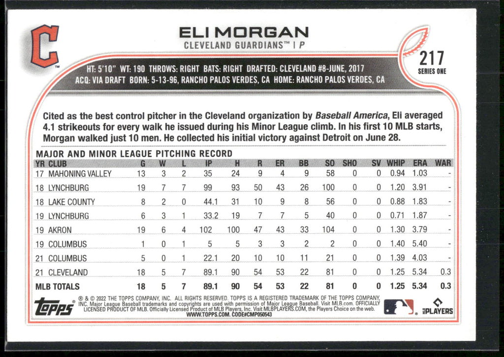 2022 Topps #217 Eli Morgan