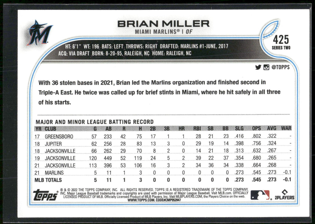 2022 Topps #425 Brian Miller
