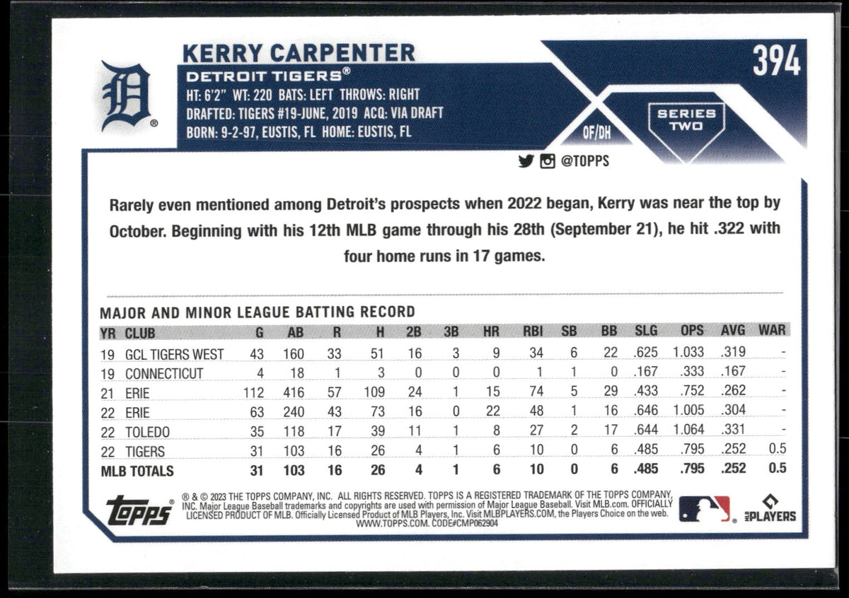 2023 Topps #394 Kerry Carpenter