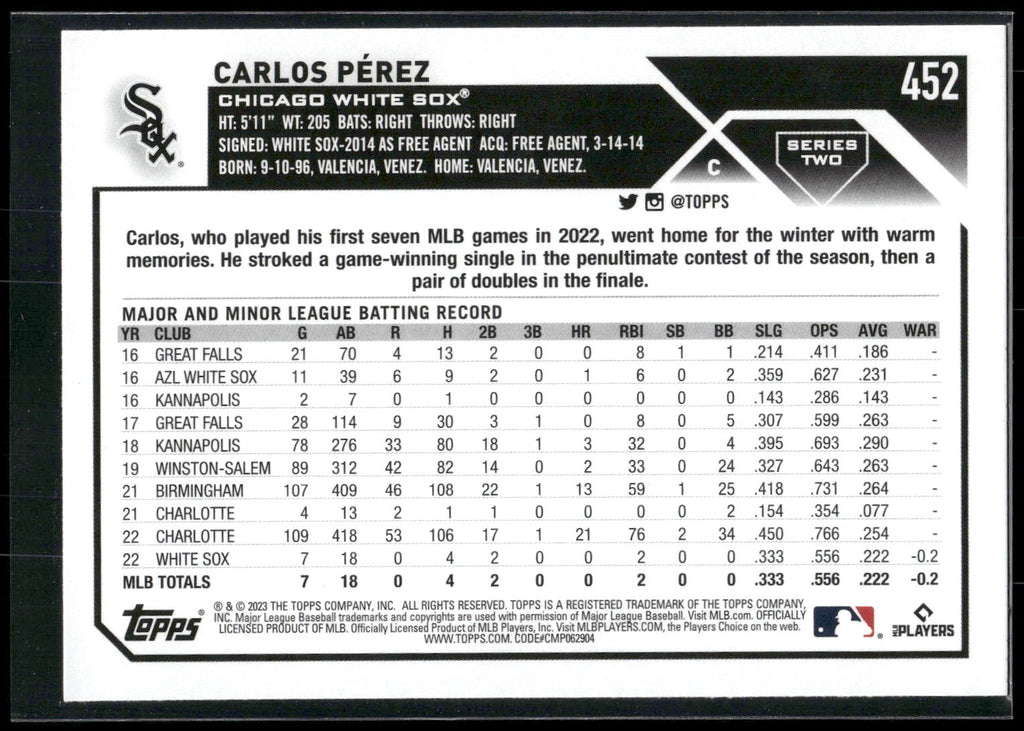 2023 Topps #452 Carlos Pérez