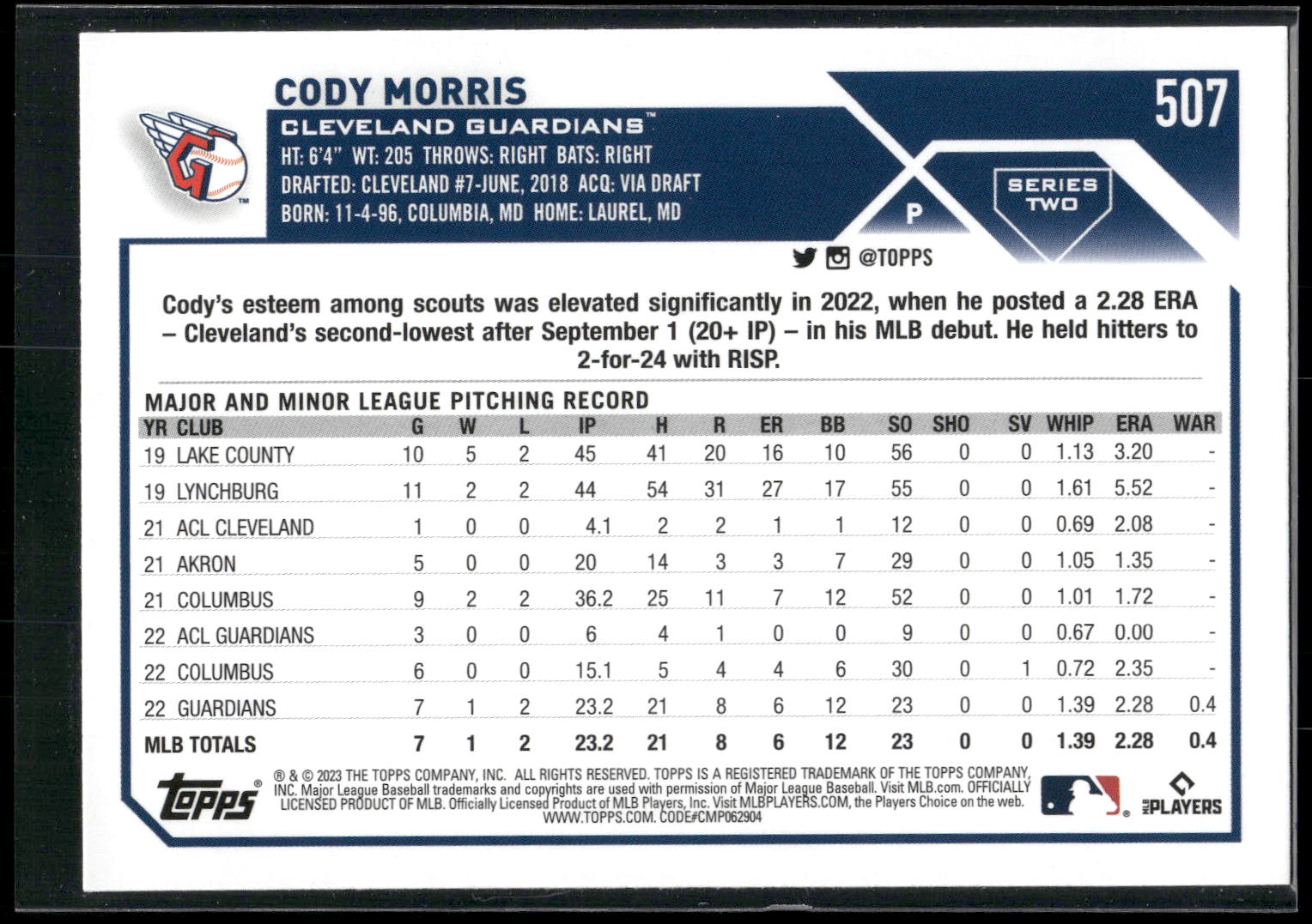 2023 Topps #507 Cody Morris