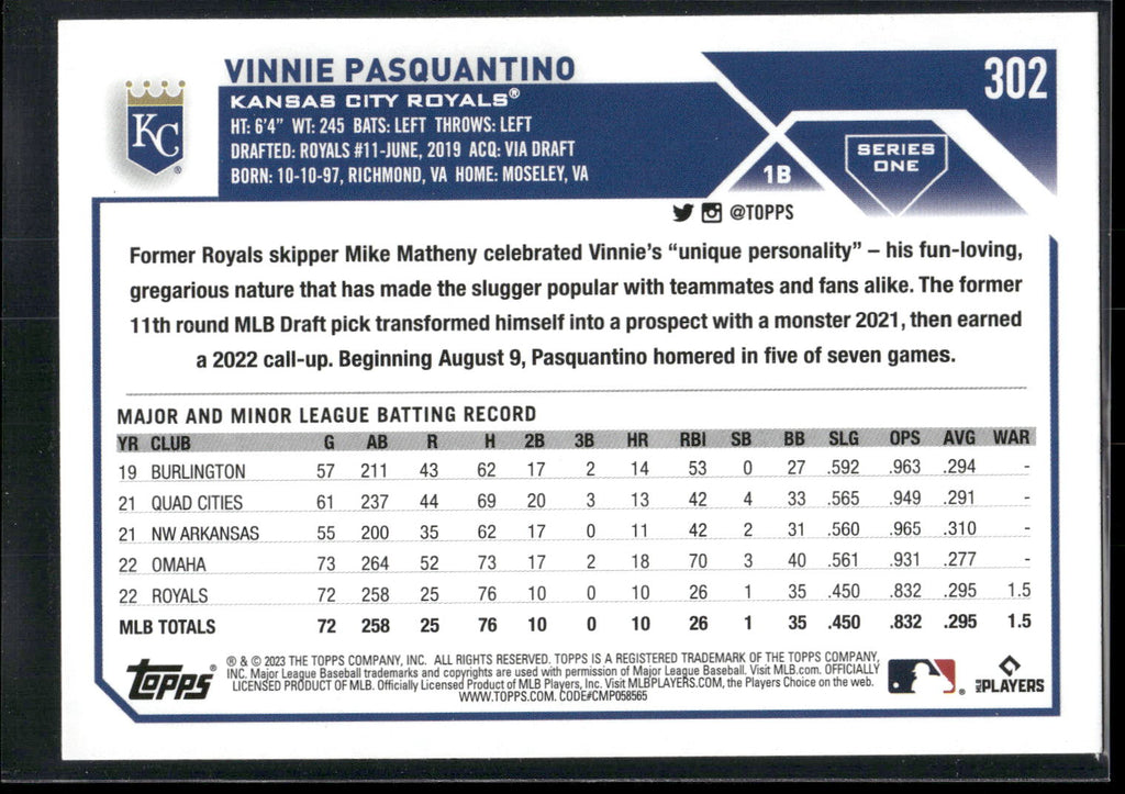 2023 Topps #302 Vinnie Pasquantino