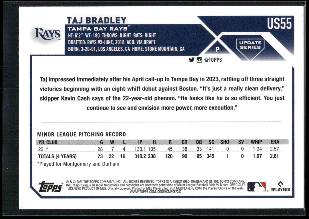 2023 Topps Update #US55 Taj Bradley