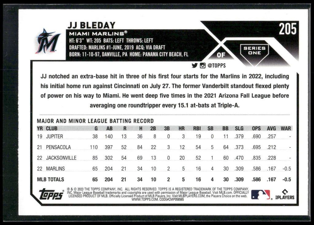 2023 Topps #205 JJ Bleday