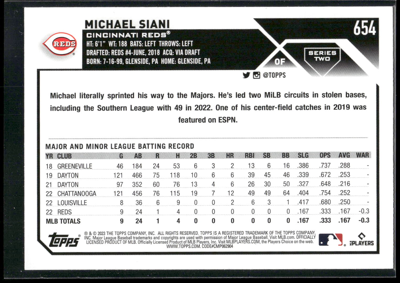 2023 Topps #654 Michael Siani