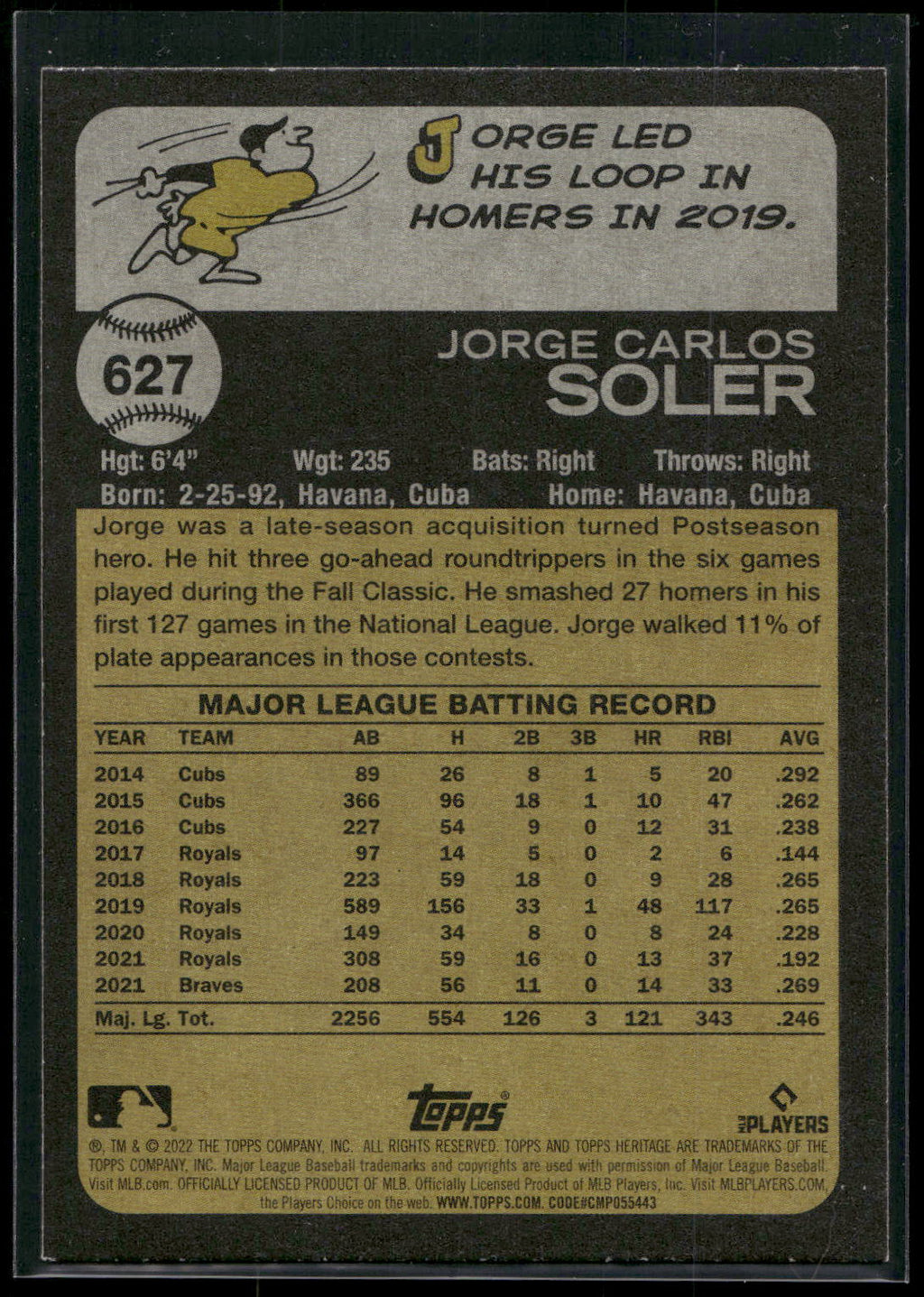 2022 Topps Heritage #627 Jorge Soler