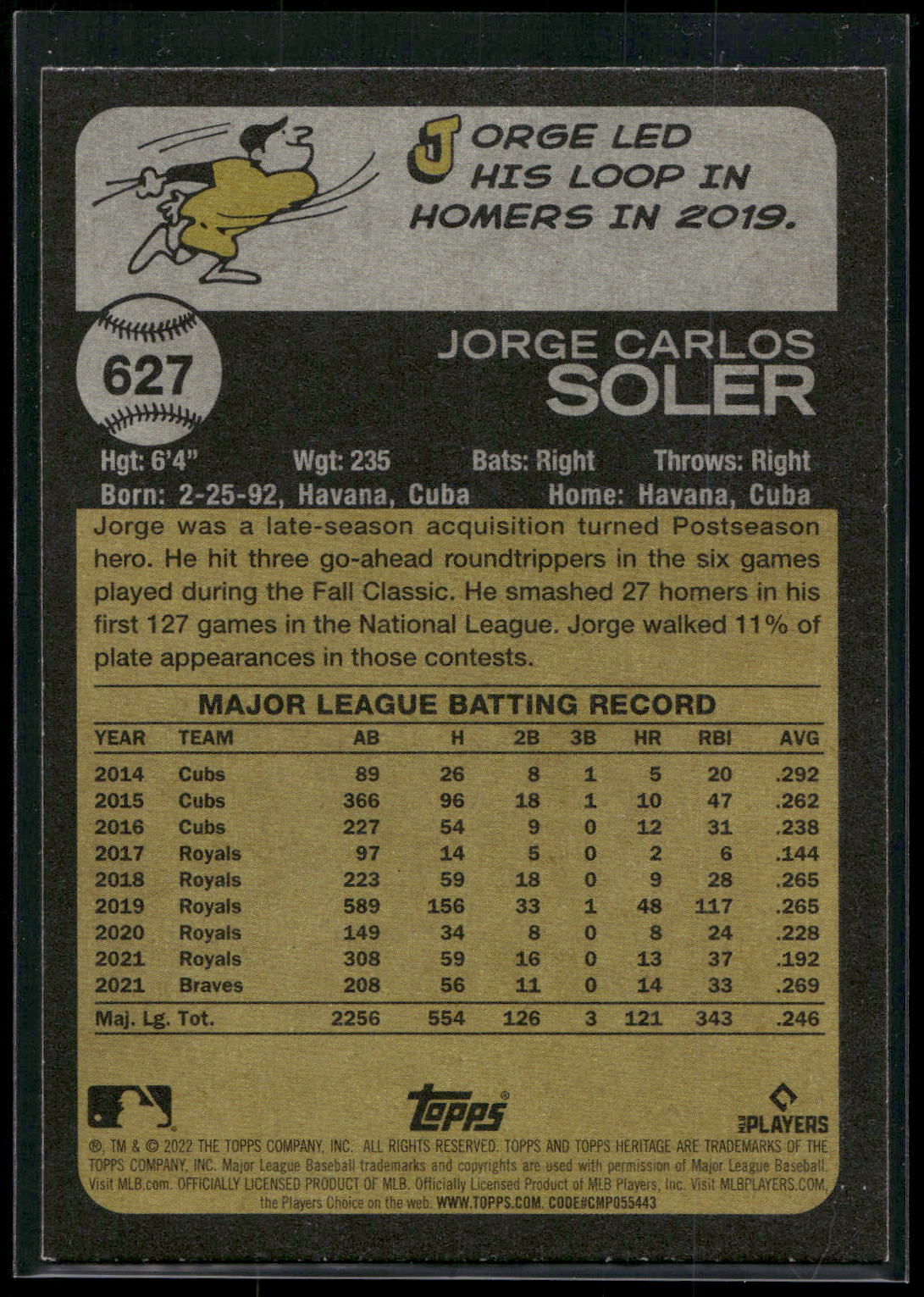 2022 Topps Heritage #627 Jorge Soler