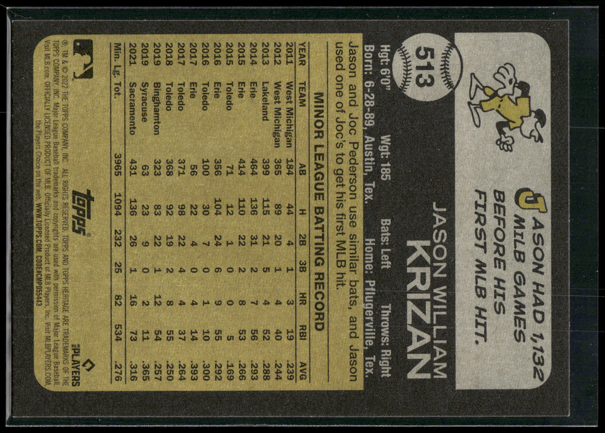 2022 Topps Heritage #513 Jason Krizan