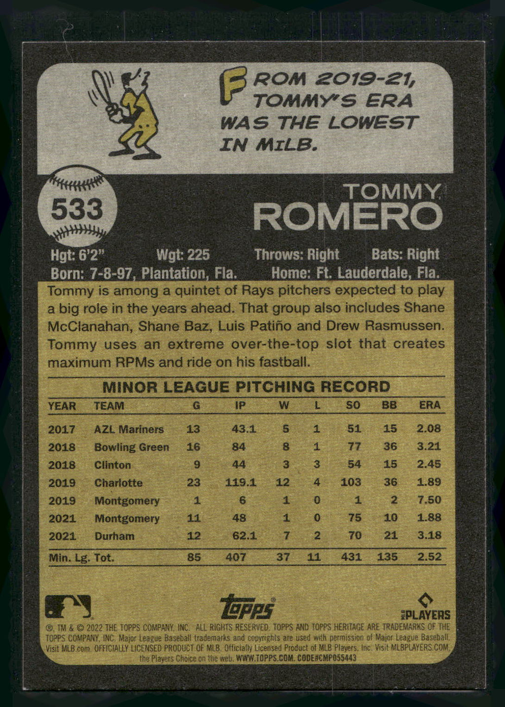 2022 Topps Heritage #533 Tommy Romero