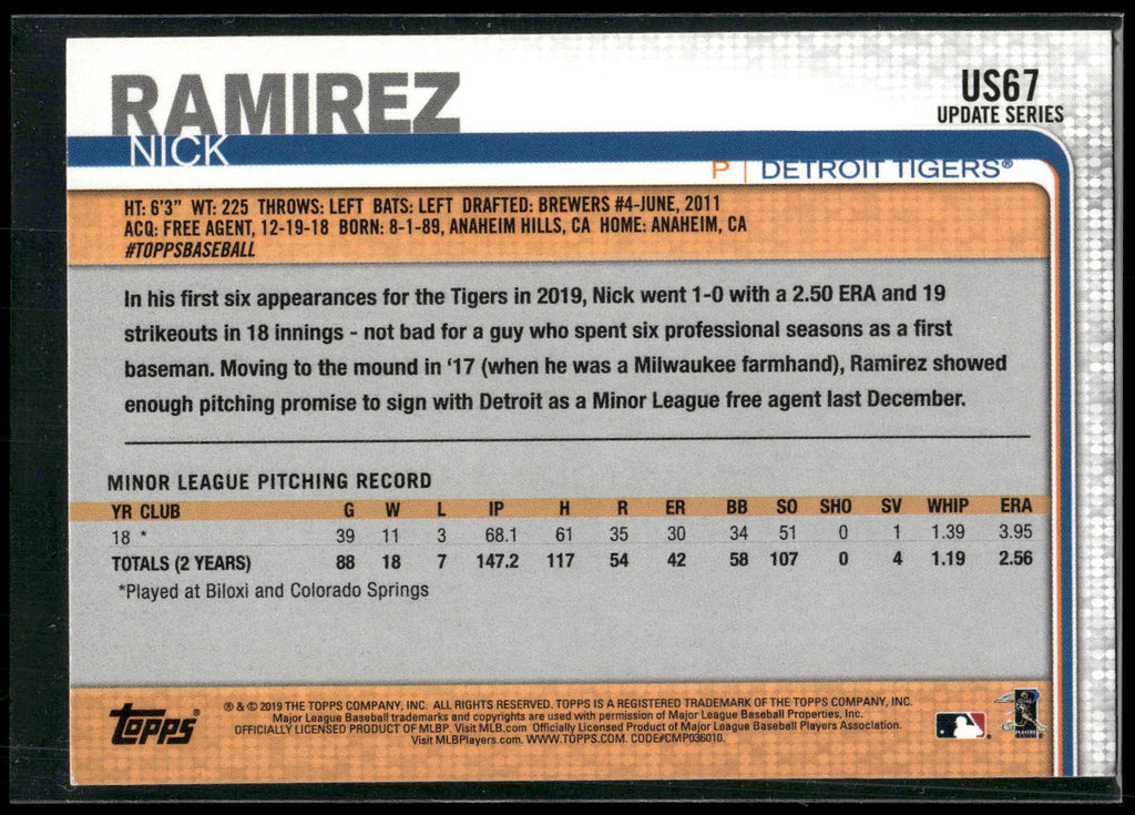 2019 Topps Update #US67 Nick Ramirez