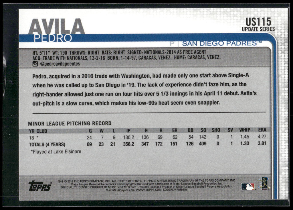 2019 Topps Update #US115 Pedro Avila
