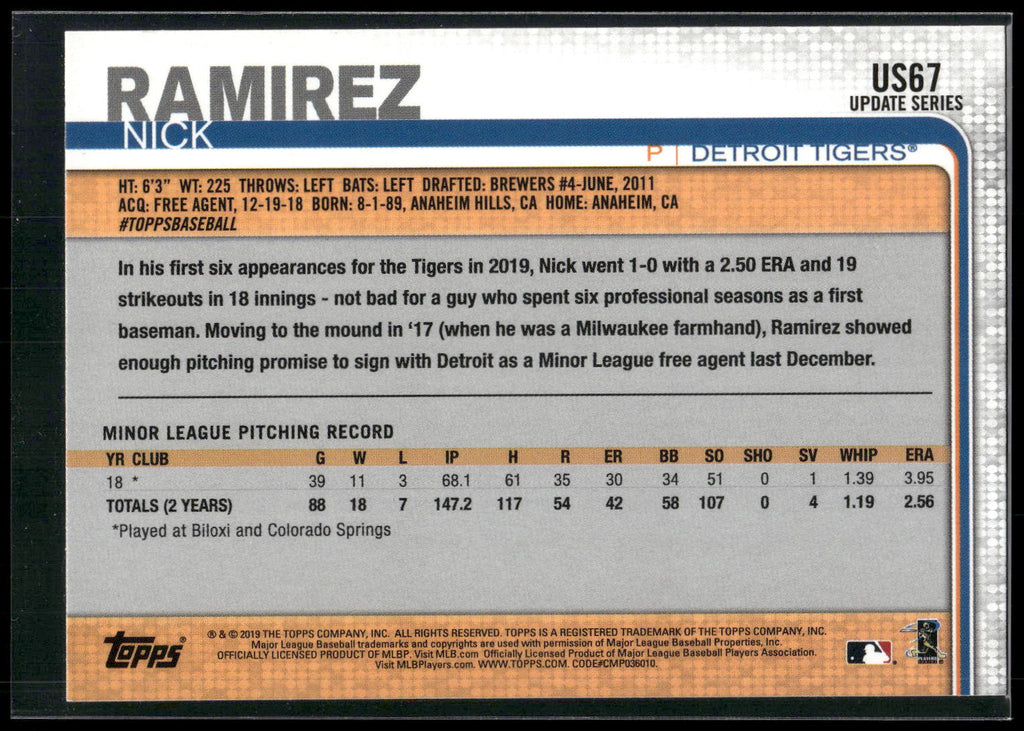 2019 Topps Update #US67 Nick Ramirez