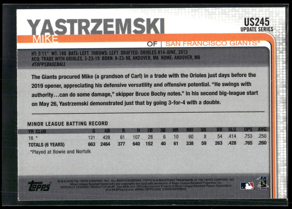 2019 Topps Update #US245 Mike Yastrzemski