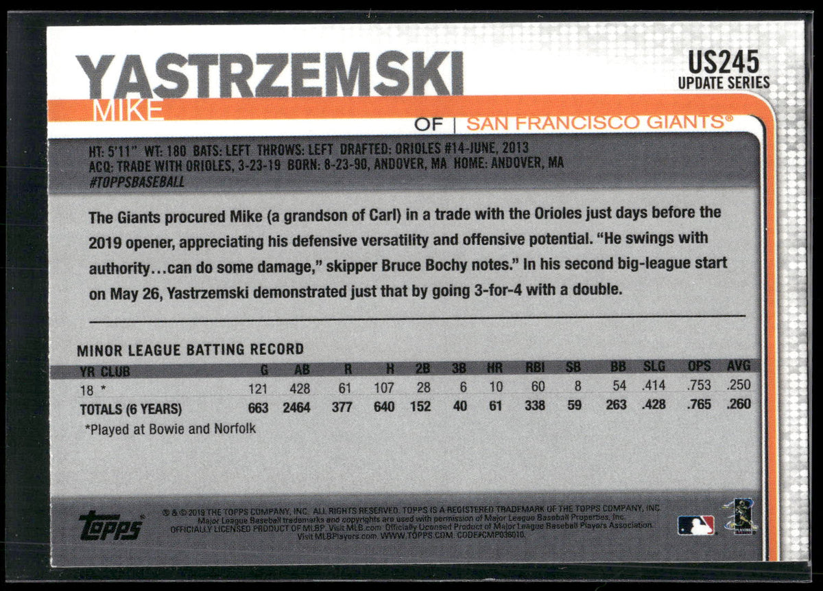 2019 Topps Update #US245 Mike Yastrzemski