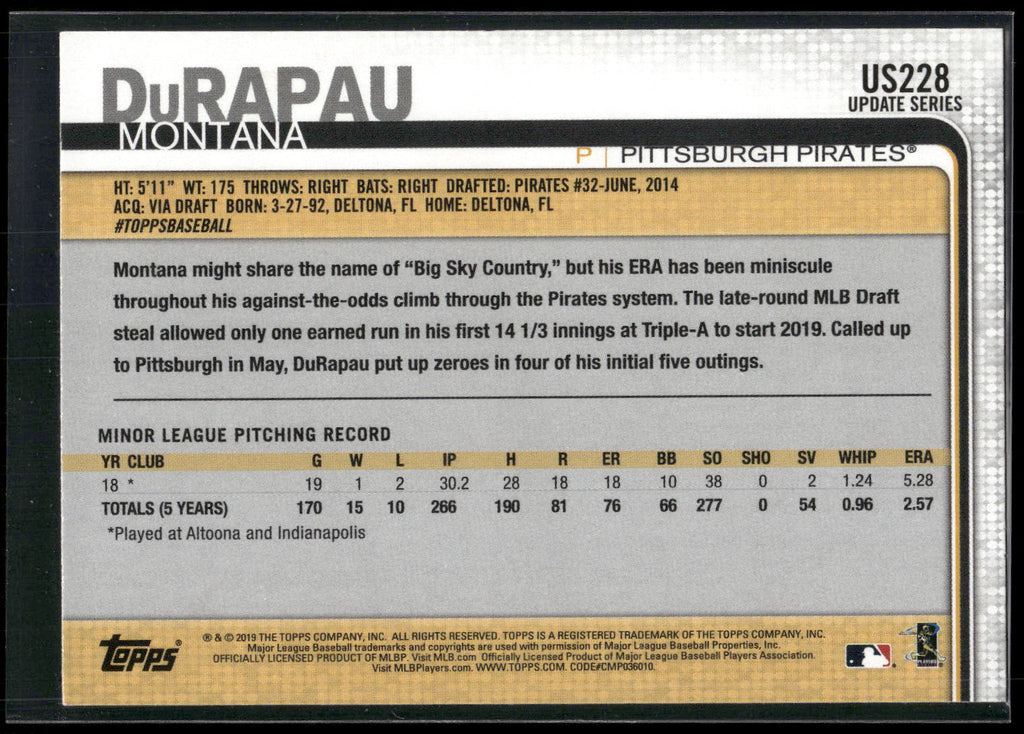2019 Topps Update #US228 Montana DuRapau